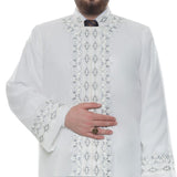 Кремовый джубба с вышивкой Tirmizi L, мужская исламская одежда, Bordured Thobe, Galabiyya, Long Kurta, Cubbe - islamicbazaar
