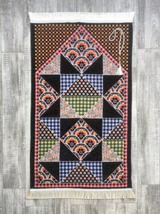 Geometrisk regnbue-bønemåtte, bønemåtte med Tasbeeh, bede-tæpper, bohemske tæpper, tyrkisk tæpper, islamisk gave YSLM14