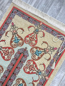 Tapis de prière à motifs ottomans, tapis de prière avec Tasbeeh, tapis de prière, Janamaz musulman, tapis bohème, tapis turc, cadeau islamique YSLM20