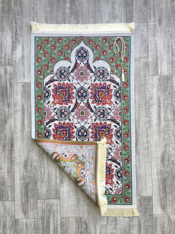 Ottoman Tile Motif Prayer Mat, Prayer Mat with Tasbeeh, Prayer Rug, Muslim Janamaz, Medieval Rug, Turkish Rug, Islamic Gift YSLM25