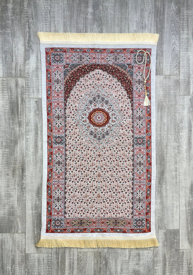Ottoman Kilim Motif Prayer Mat, Prayer Mat with Tasbeeh, Prayer Rug, Muslim Janamaz, Sajjada, Turkish Rug, Islamic Gift YSLM27