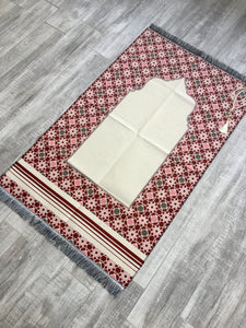 Oriental Motif Cotton Prayer Mat, Prayer Mat with Tasbeeh, Prayer Rug, Muslim Janamaz, Sajjada, Turkish Rug, Islamic Gift YSLM32
