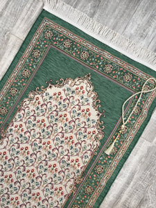 Andalus Flowers Prayer Mat, Prayer Mat with Tasbeeh, Prayer Rug, Muslim Janamaz, Sajjada, Turkish Rug, Islamic Gift YSLM35