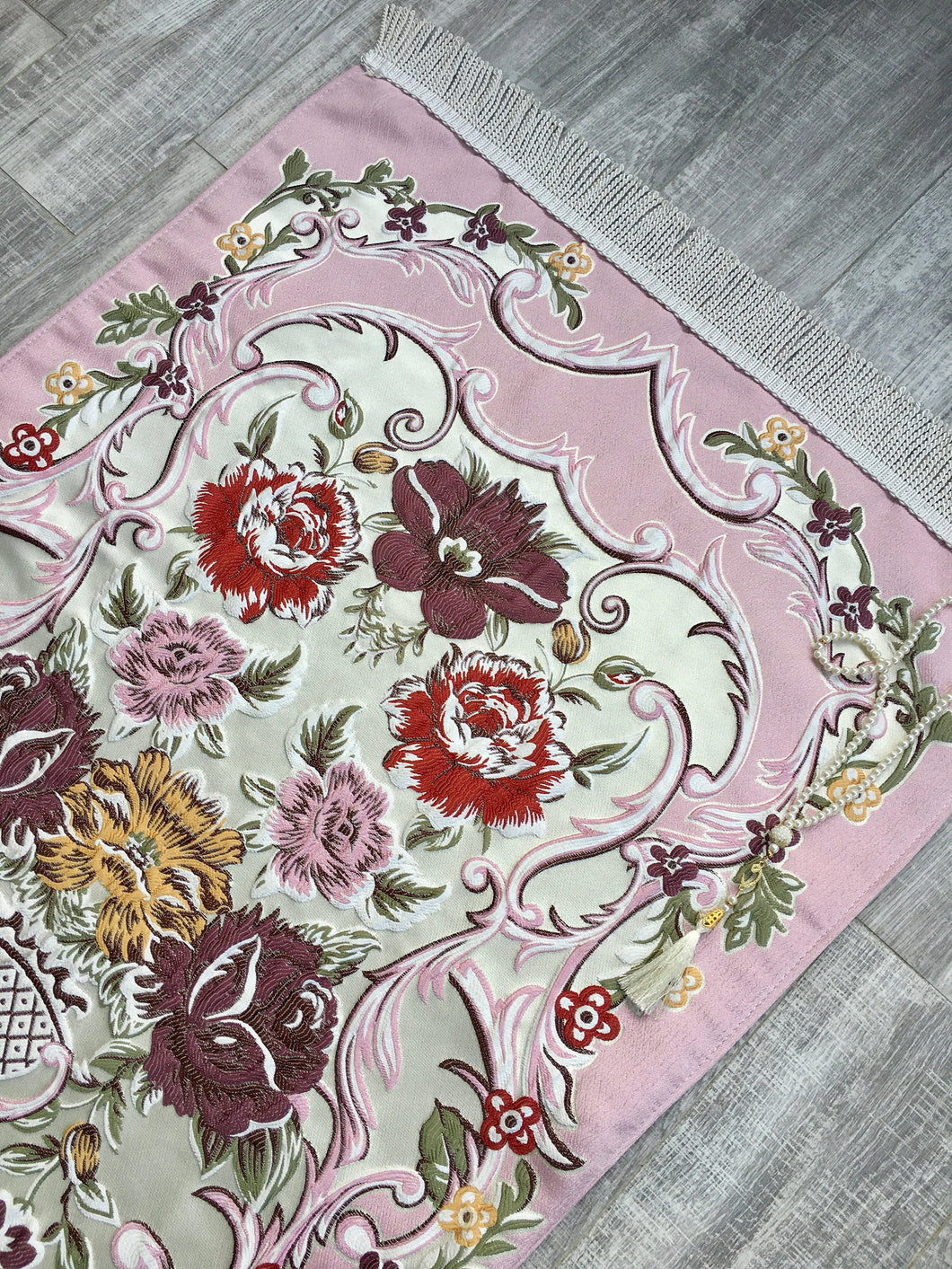 Roses Prayer Mat, Dowries Prayer Rug, Wedding Gift, Prayer Mat with Tasbeeh, Prayer Rug, Sajjada, Janamaz, Dowry, Marriage Gift YSLM39 - islamicbazaar