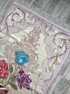 Bukhara Flowers Prayer Mat, Dowries Prayer Rug, Wedding Gift, Prayer Rug with tasbih, Sajjada, Janamaz, Dowry, Marriage Gift YSLM41 - islamicbazaar