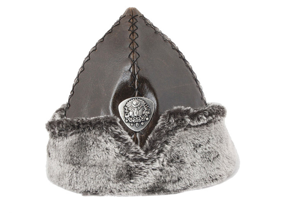 Turkish Ottoman Bork Hat Ertugrul Dirilis Fur leather winter Cap, Kayi Tribe IYI, Pagkabuhay na Ertugrul Caps TVD 2003
