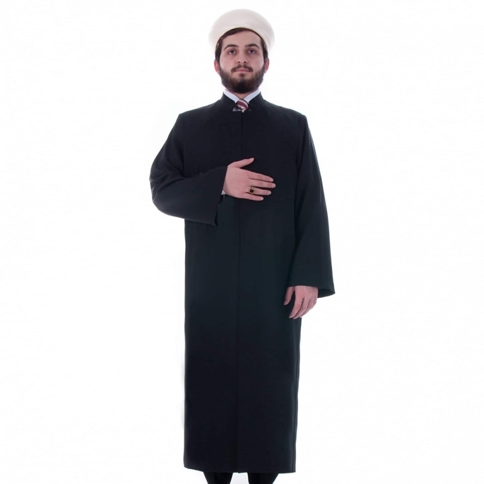 Granded Collet Black Turkish Jubba S, M, L, XL, 2XL Thobe, Galabiyya, Jubbah, Disdasha, Cubbe, Long Kurta, Mga Damit na Muslim