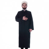 Granded Collet Black Turkish Jubba S, M, L, XL, 2XL Thobe, Galabiyya, Jubbah, Disdasha, Cubbe, Long Kurta, Mga Damit na Muslim