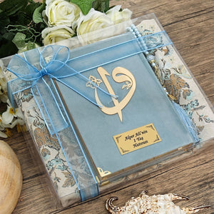 Blue Quran Gift Set, Ramadan, Arabic Quran Book, Prayer Mat and Prayer Beads Set, Quran Favors, Hajj Favors, Ramadan Gifts, Ramadan Mobarak