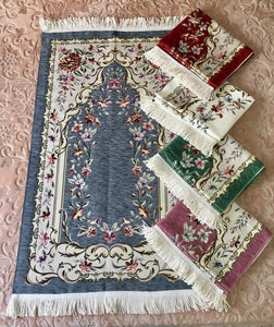 Tapis de prière floral luxueux turc islamique Chenille Janamaz Sajjada, tapis de prière, cadeau musulman unique