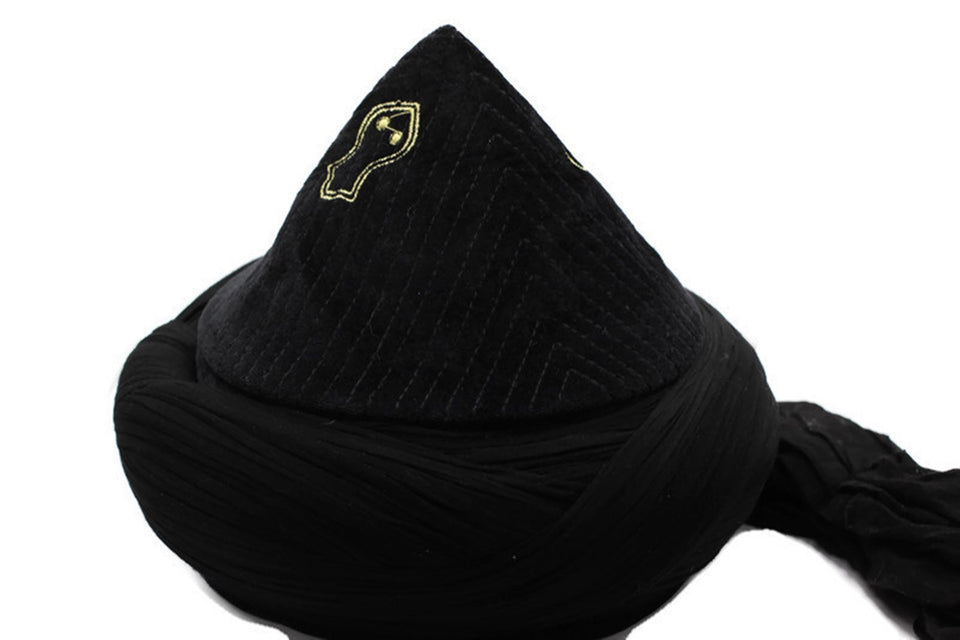 Black Mens Haqqani Imamah, Cyprus Style Islamic Cap, Unique Islamic Art, Haqqani Sufi Order, Islamic Men's Head Wear