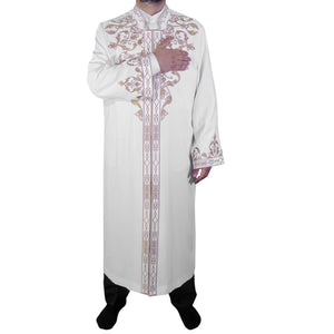 Celebi S, M, L, XL Embroidered Cream Jubbah, Islamic Mens Wear, Bordured Thobe, Galabiyya, Long Kurta, Cubbe