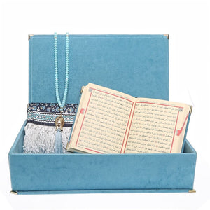 Islamic Gift Box, Special Gift for Father, Velvet Quran, Prayer Mat and Crystal Tasbih Set, Gift for Dad Unique Islamic Gift AOL5