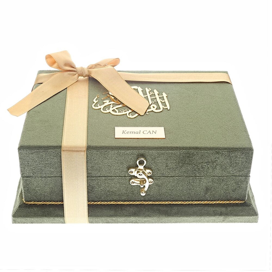 Islamic Gift Box, Special Gift for Father, Velvet Quran, Tasbih Set, Gift for Dad Unique Islamic Gift MVD38