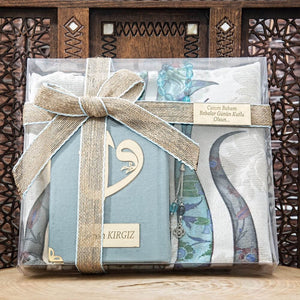 Turquoise Islamic Gift Box, Special Gift for Father, Quran, Prayer Mat, 33 Bead Tasbih, Eid Gifts, Ameen Gifts MVD60