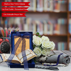 Personalised Gift Set, Arabic Quran Book, Prayer Mat and Prayer Beads Set, Quran Favors, Hajj Favors, Eid Gifts MVD66