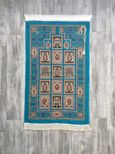 Blue Patchwork Prayer Mat، Rout نماز با تاسبه ، فرش نماز ، فرش بوهمیایی ، فرش ترکی ، هدایای اسلامی YSLM17 - islamicbazaar