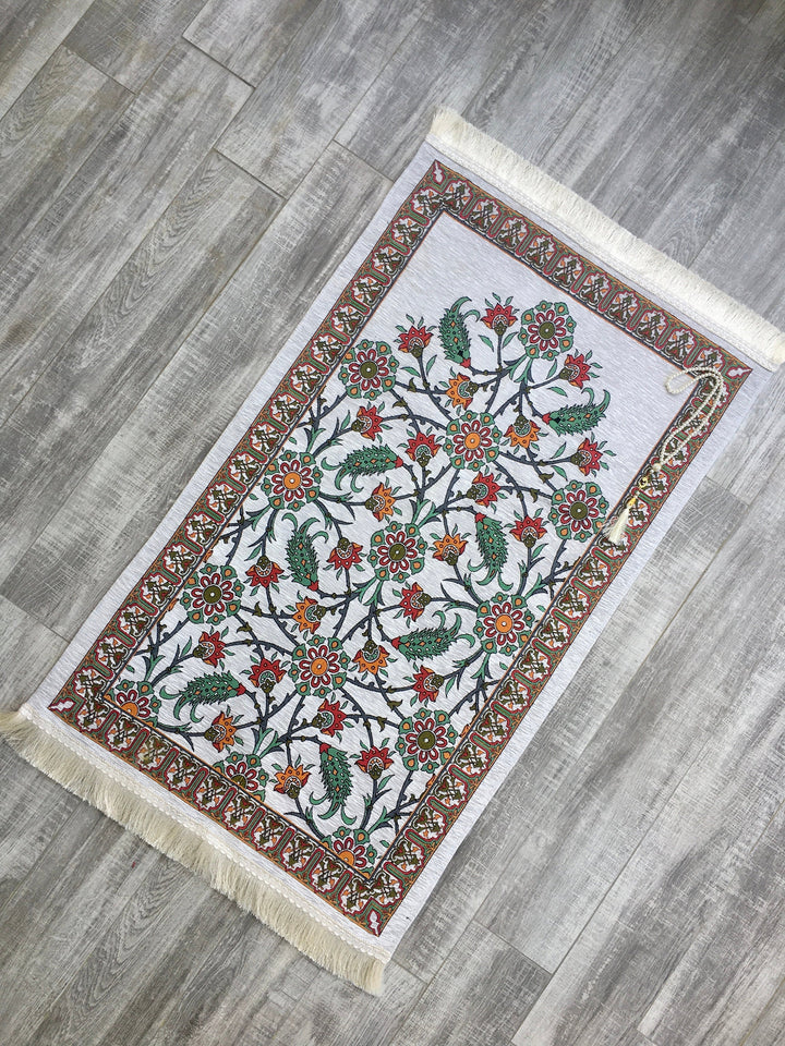 Ottoman Motif Prayer Mat, Prayer Mat with Tasbeeh, Prayer Rug, Muslim Janamaz, Bohemian Rug, Turkish Rug, Islamic Gift YSLM21 - islamicbazaar