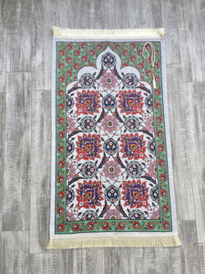 Tapis de prière motif tuile ottomane, tapis de prière avec Tasbeeh, tapis de prière, Janamaz musulman, tapis médiéval, tapis turc, cadeau islamique YSLM25