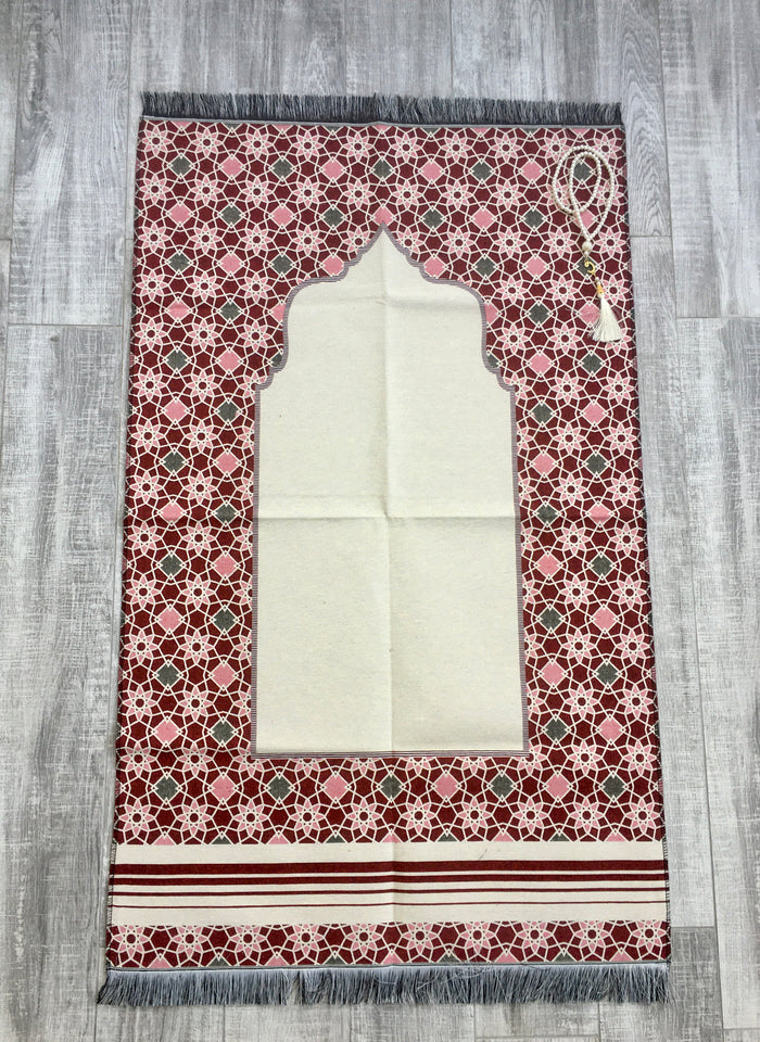 Oriental Motif Cotton Prayer Mat, Prayer Mat with Tasbeeh, Prayer Rug, Muslim Janamaz, Sajjada, Turkish Rug, Islamic Gift YSLM32