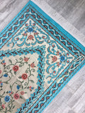 Blue Flowers Dowries Prayer Mat, Dowry Prayer Rug, Prayer Mat with Tasbeeh, Prayer Rug, Sajjada, Janamaz, Unique Islamic Gift YSLM12 - islamicbazaar