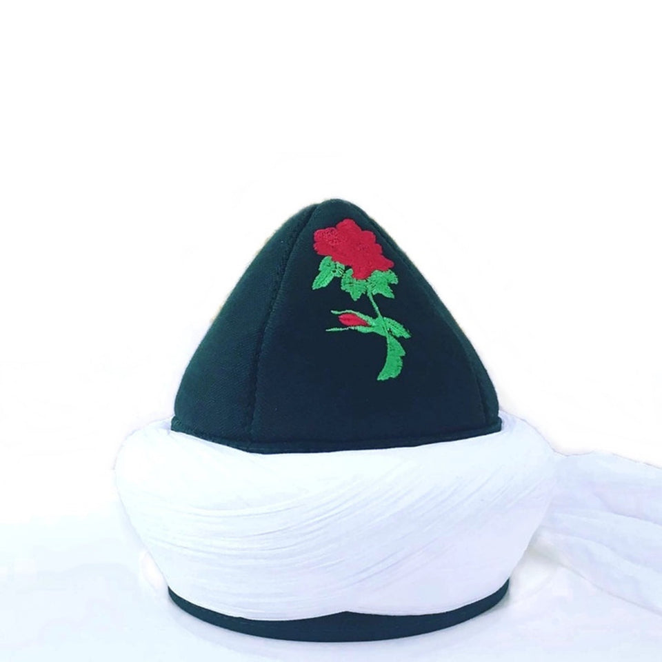 Handmade Roses Embroidery Imamah, Unique Islamic Art, Imam Pagri Islamic Men's Head Wear