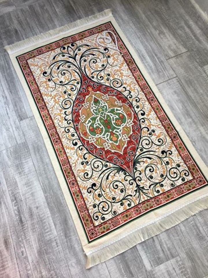 Boho Flowers Prayer Mat, Prayer Mat with Tasbeeh, Prayer Rug, Muslim Janamaz, Sajjada, Turkish Rug, Islamic Gift YSLM41