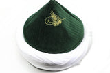 كاب نقشبندي أخضر مصنوع يدويًا ، إمامة قبرص ، فن إسلامي فريد ، ملابس رأس إمام باجري للرجال