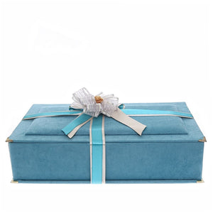 Blue Islamic Gift Box, Special Gift for Father, Velvet Quran, Prayer Mat and Crystal Tasbih Set, Gift for Dad MVD38