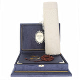 Dark Blue Islamic Gift Box, Special Gift for Father, Velvet Quran, Prayer Mat and Coca Tasbih Set, Gift for Dad APVR - islamicbazaar