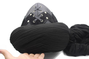 Handmade Leather Black Ertugrul Cap, Leather Resurrection Imamah, Original Dirilis Islamic Cap
