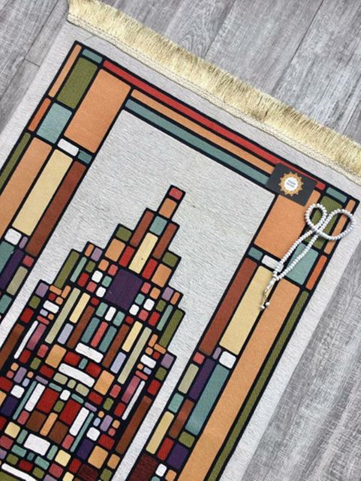 Geometric Art Prayer Mat, Prayer Mat with Tasbeeh, Prayer Rug, Muslim Janamaz, Sajjada, Turkish Rug, Islamic Gift YSLM40 - islamicbazaar