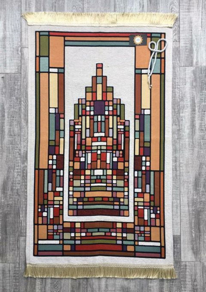 Geometric Art Prayer Mat, Prayer Mat with Tasbeeh, Prayer Rug, Muslim Janamaz, Sajjada, Turkish Rug, Islamic Gift YSLM40 - islamicbazaar