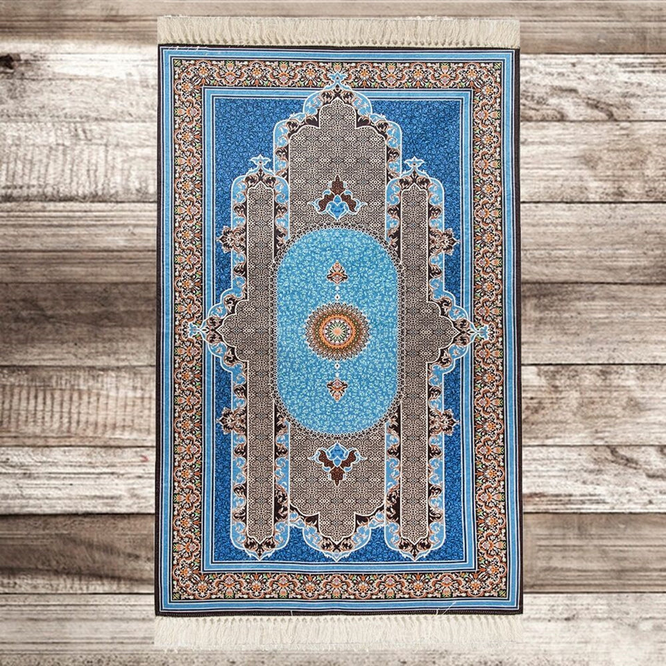 Royal Blue Authentic Prayer Mat | Chenille Sajjada | Lux Musallah | Prayer Rug | Janamaz MVD71 - islamicbazaar