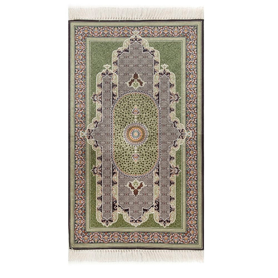 Green Authentic Prayer Mat | Chenille Sajjada | Lux Musallah | Prayer Rug | Janamaz MVD72