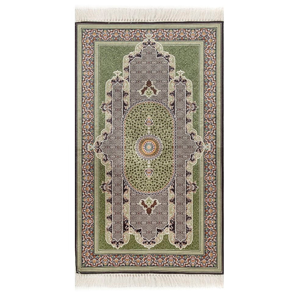 Green Authentic Prayer Mat | Chenille Sajjada | Lux Musallah | Prayer Rug | Janamaz MVD72