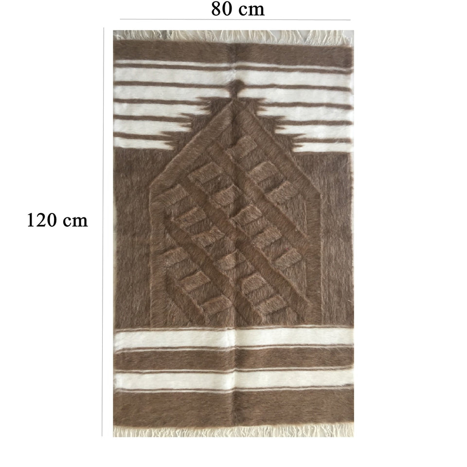 Handmade Angora Goat Mohair Wool Prayer Mat | Kilim Sajjada | Natural Musallah | Handcrafted Prayer Rug | Janamaz 80x120cm - islamicbazaar