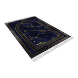 Blue Marble Soft Padded Prayer Rug | Cotton Layer Janamaz | Anti Slip Backing Bamboo Cotton Prayer Mat | Islamic Gifts