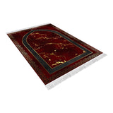 Red Marble Soft Padded Prayer Rug | Cotton Layer Janamaz | Anti Slip Backing Bamboo Cotton Prayer Mat | Eid Gifts