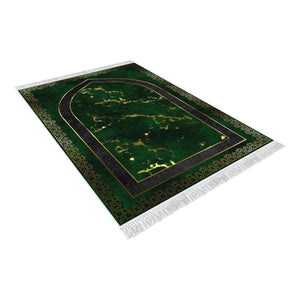 Mekani podstavljeni molitveni tepih od zelenog mramora | Pamučni sloj Janamaz | Protuklizni podmetač od bambusovog pamuka za molitvu | Islamski pokloni