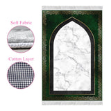 Green Gold Marble Soft Padded Prayer Rug | Cotton Layer Janamaz | Anti Slip Backing Bamboo Cotton Prayer Mat | Islamic Gifts