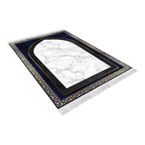 Blue White Marble Soft Padded Prayer Rug | Cotton Layer Janamaz | Anti Slip Backing Bamboo Cotton Prayer Mat | Islamic Gifts