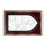 Red White Marble Soft Padded Prayer Rug | Large Size Prayer Mat | Anti Slip Backing Bamboo Cotton Prayer Mat | Islamic Gifts