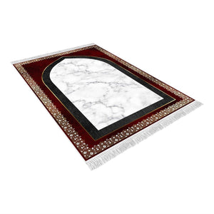 Crveni bijeli mramor Mekani podstavljeni molitveni tepih | Molitveni podmetač velike veličine | Protuklizni podmetač od bambusovog pamuka za molitvu | Islamski pokloni