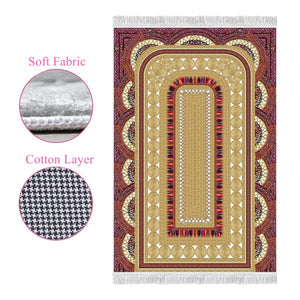 Al Andalus 2 Soft Padded Prayer Rug | Cotton Layer Janamaz | Anti Slip Backing Bamboo Cotton Prayer Mat | Islamic Gifts
