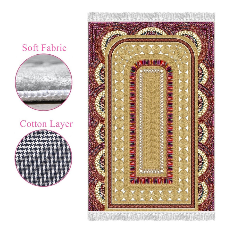 Al Andalus 2 Soft Padded Prayer Rug | Cotton Layer Janamaz | Anti Slip Backing Bamboo Cotton Prayer Mat | Islamic Gifts