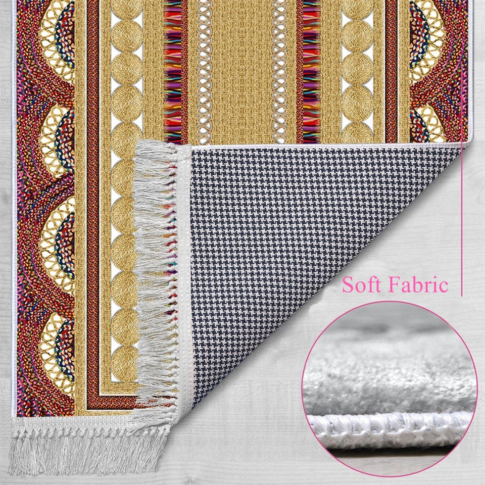 Al Andalus 2 Soft Padded Prayer Rug | Cotton Layer Janamaz | Anti Slip Backing Bamboo Cotton Prayer Mat | Islamic Gifts