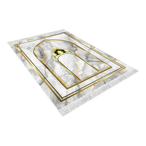 Gold Mihrab Soft Padded Prayer Rug | Cotton Layer Janamaz | Anti Slip Backing Bamboo Cotton Prayer Mat | Eid Gifts