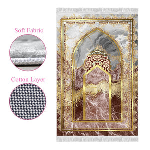 Mihrab of Badsahi Mosque Soft Padded Prayer Rug | Cotton Layer Janamaz | Anti Slip Backing Bamboo Cotton Prayer Mat | Islamic Gifts