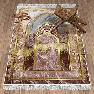 SALE Mihrab of Badsahi Mosque Soft Prayer Rug | Cotton Layer Janamaz | Anti Slip Backing Bamboo Cotton Prayer Mat | Islamic Gifts